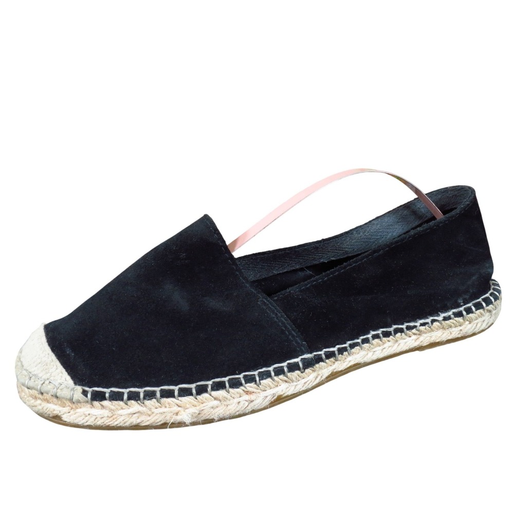Fabiolas‎ Womens Espadrille Flats Size 39 Black Suede Slip On Casual Shoes